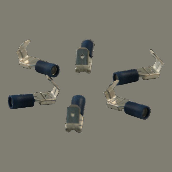 vlakstekerhuls met tab voor draad 1,5 - 2,5mm2 , 6,3x0,8mm, blauw