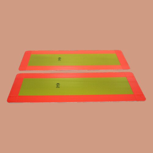 markeringsbord opleggers >3500kg 197mm x 566mm geel met rode rand 2x sticker