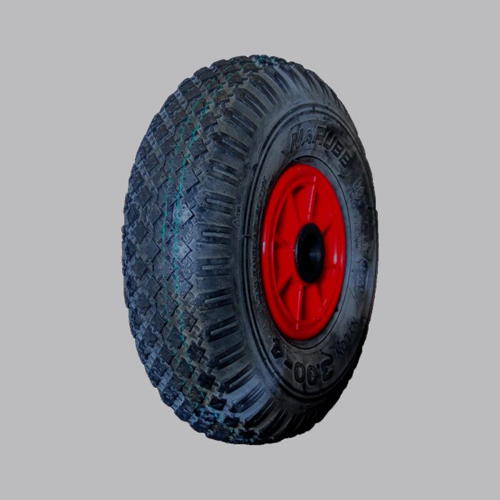 luchtband + wiel 3.00-4 S-2303 2PR + 2.10x4 rollager Ø25 NL75 kunststof rood