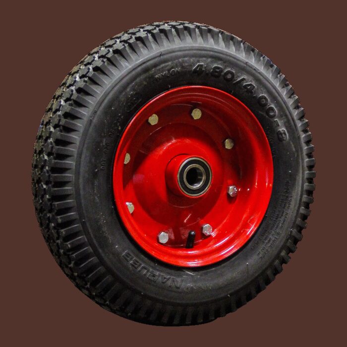 luchtband + wiel 4.80/4.00-8 S-2202 4PR + 3.00D-8 ET0 NL100 A3 staal rood