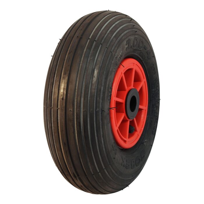 luchtband + wiel 3.00-4 S-2301 2PR + 2.10x4 rollager Ø25 NL75 kunststof rood