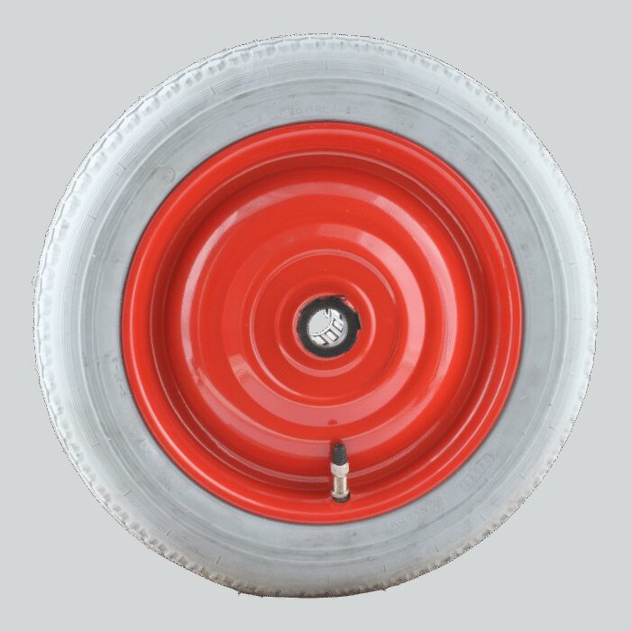 luchtband + wiel 12 1/2 x 2 1/4 (2.25-8) C-51 2PR + 1.25x8 (12 1/5x 12 1/4) ET0 Ø20 staal, rood