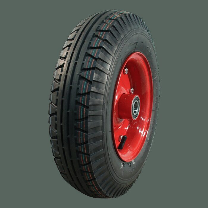 luchtband + wiel 4.00-8 V-40 8PR + 3.00D-8 ET0 NL100 staal rood