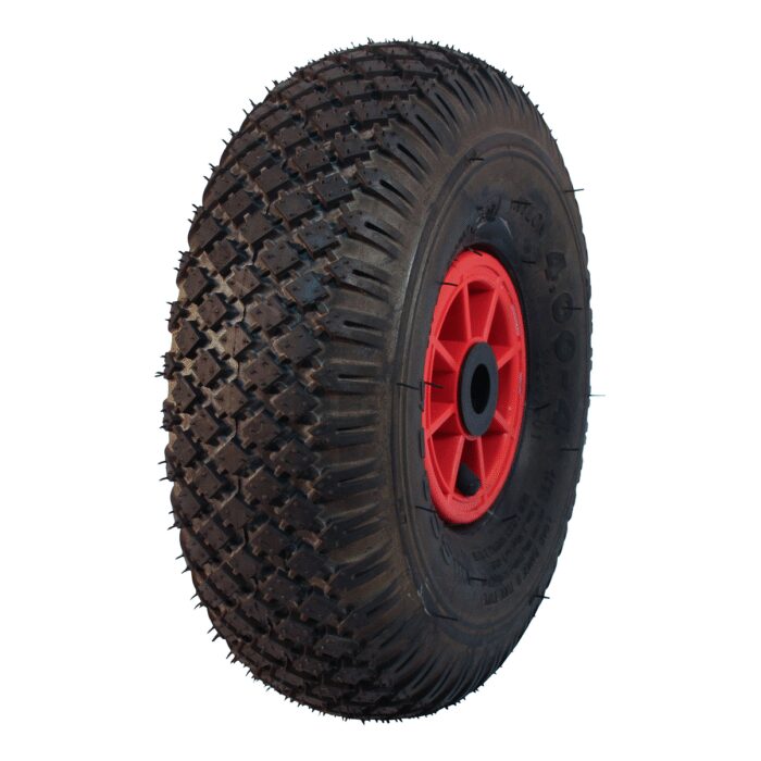 luchtband + wiel 4.00-4 S-2303 4PR + 2.10x4 rollager Ø20 NL75 kunststof rood