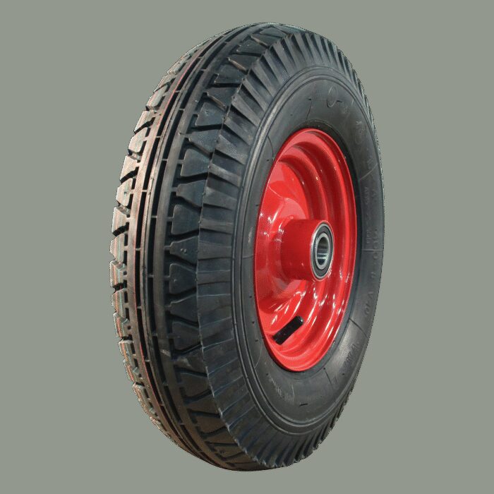 luchtband + wiel 4.00-8 V-40 8PR + 2.50Ax8H2 ET0 NL100 staal rood