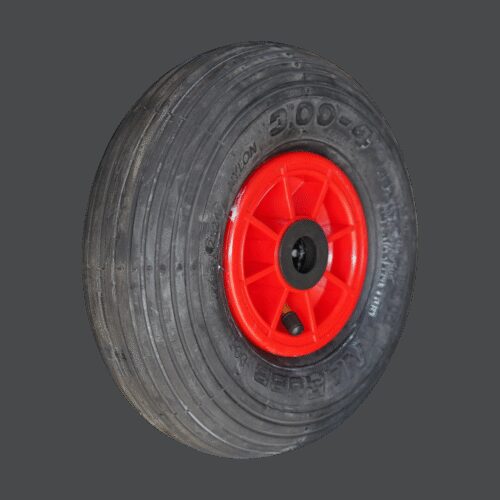luchtband + wiel 3.00-4 S-2301 2PR + 2.10x4 rollager Ø20 NL75 kunststof rood