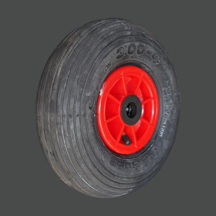 luchtband + wiel 3.00-4 S-2301 2PR + 2.10x4 rollager Ø20 NL75 kunststof rood