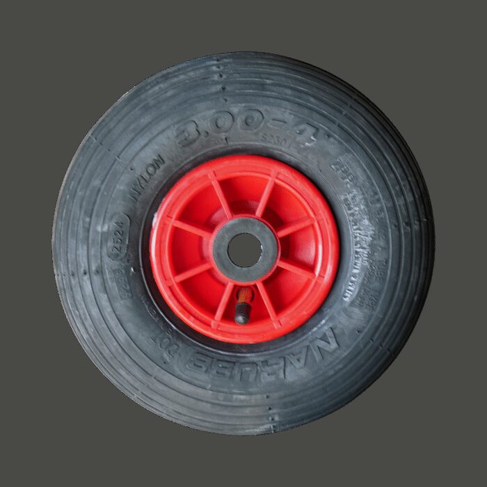 luchtband + wiel 3.00-4 S-2301 2PR + 2.10x4 rollager Ø20 NL75 kunststof rood - Afbeelding 5