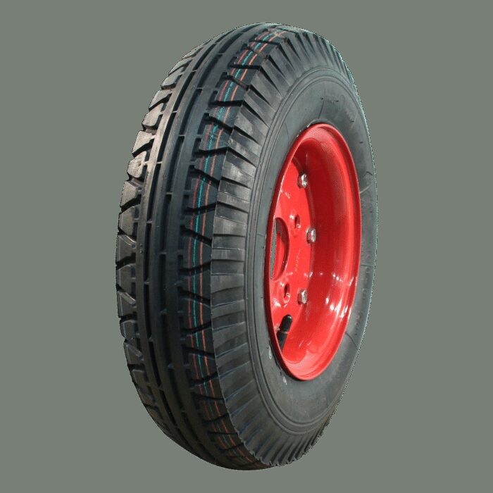 luchtband + wiel 4.00-8 V-40 8PR + 3.00D-8 ET0 60/100/4 staal rood