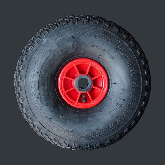 luchtband + wiel 4.00-4 V-6605 4PR + 2.10x4 rollager Ø25 NL75 A3 kunststof rood - Afbeelding 4