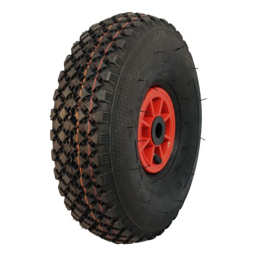luchtband + wiel 4.00-4 V-6605 4PR + 2.10x4 rollager Ø20 NL75 A3 kunststof rood