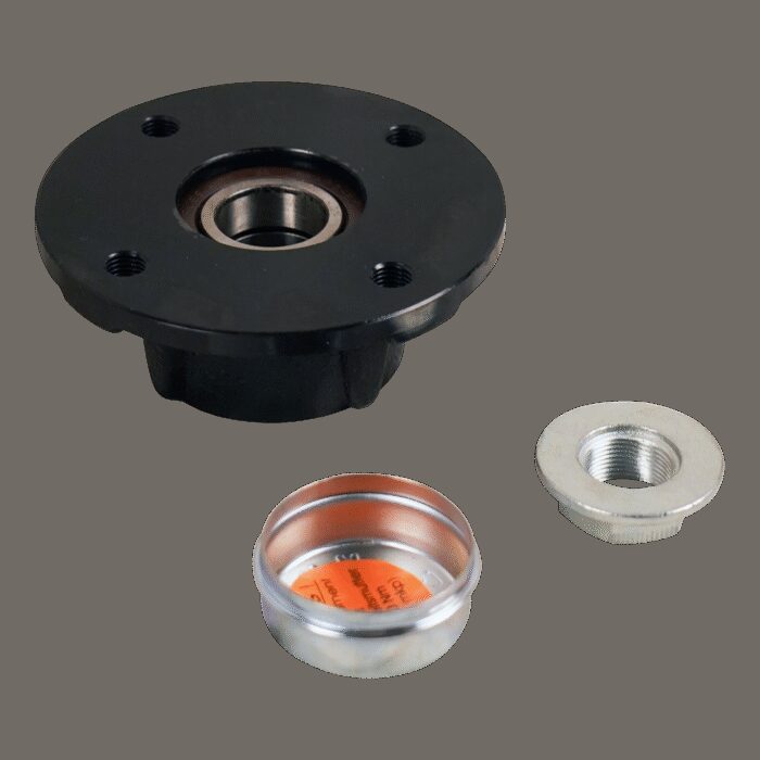 naaf met naafdop, flensmoer en lagers 2 x 6206 100x4 - Afbeelding 2