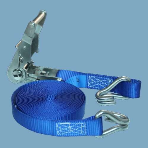 spanband met rvs ratel en dubbele punthaak blauw 25mm 5000mm Novio Cargo