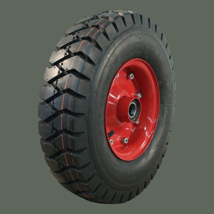 luchtband + wiel 6.00x9 V-2502 12PR + 4.00E-9 ET0 NL100 121 A5 staal rood