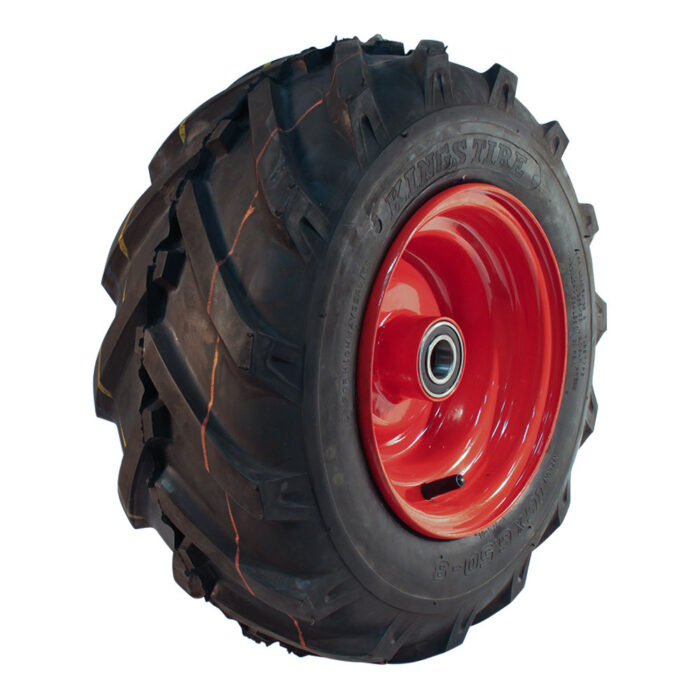 luchtband + wiel 16x6.50-8 V-8501 4PR + 5.50Bx8H2 ET0 NL100 64 A4 staal rood links