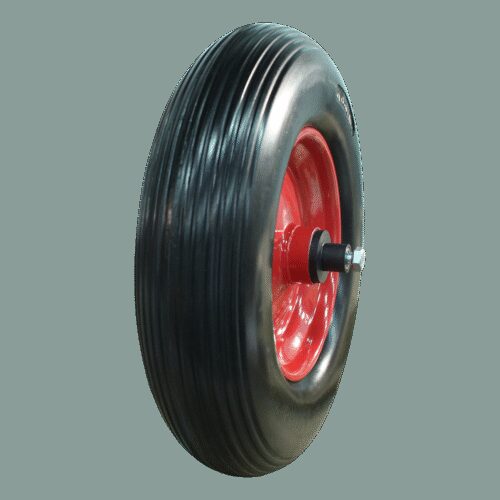 PU band + wiel 4.00x8 lijn + 2.50Ax8 kogellager Ø20 NL75 staal, rood,